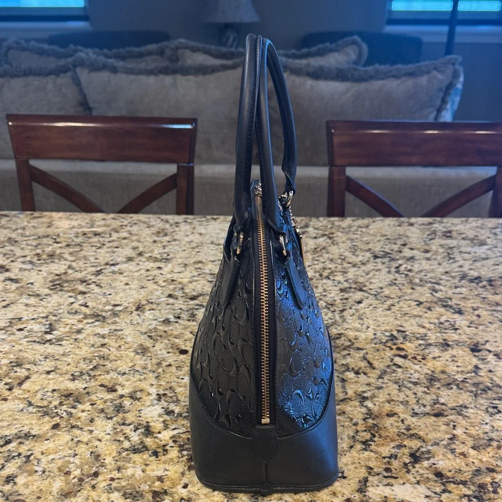 Coach Black Embossed Dome Satchel